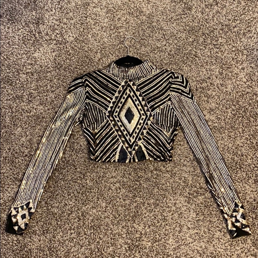 High neck sequin top